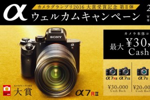 【買えば買うほどキャッシュバック!】カメラグランプリ2016大賞受賞記念第II弾 αウェルカムキャンペーン【5/7迄!】