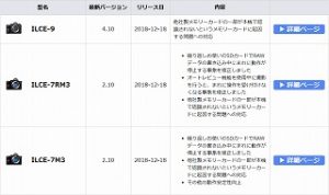 デジタル一眼カメラ「ILCE-7M3」「ILCE-7RM3」「ILCE-9」本体ソフトウェアアップデートのお知らせ　他社製メモリーカードの一部が認識されない、RAWデータの書き込み中にまれに動作が停止する事象の修正など
