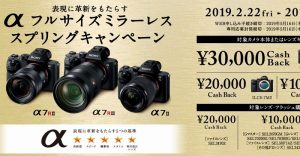 αフルサイズミラーレス スプリングキャンペーン 「最大30,000円キャッシュバック!」