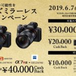 αフルサイズミラーレスキャッシュバックキャンペーン!α7RIII,SEL24105Gなど対象ボディやレンズ購入で最大3万円キャッシュバック