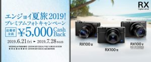 エンジョイ夏旅2019! プレミアムフォトキャンペーン 対象のサイバーショットお買い上げで5,000円OFF！！