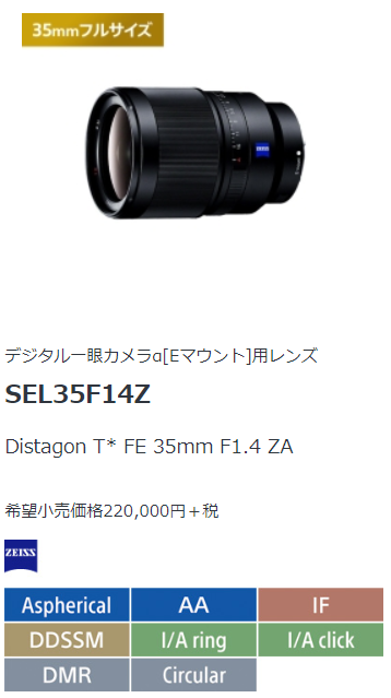 カメラ レンズ(単焦点) FE 35mm F1.8 お手軽サイズでGレンズ並！？SEL35F18F 先行展示実機 