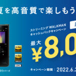 【夏を高音質で楽しもう!】ストリーミングWALKMANキャッシュバックキャンペーン!【最大8,000円キャッシュバック】