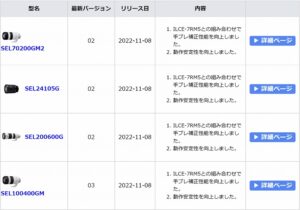 ソニーEマウントレンズ「SEL70200GM2」「SEL24105G」「SEL200600G」「SEL100400GM」にアップデート「α7RⅤ」との組み合わせた際の手ぶれ補正性能を向上 等