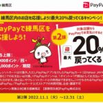 練馬区内のお店でPayPay支払いをすると最大20%のポイントが帰ってくるキャンペーンが開催中!当店も対象です!